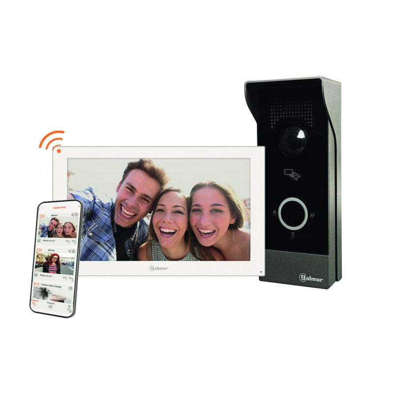 Kit vidéo CLIP 1 appel avec moniteur WiFi EDGE 7'' blanc (mémoire+ctrl d'accès) Réf : GOLGC5110EDGE7W